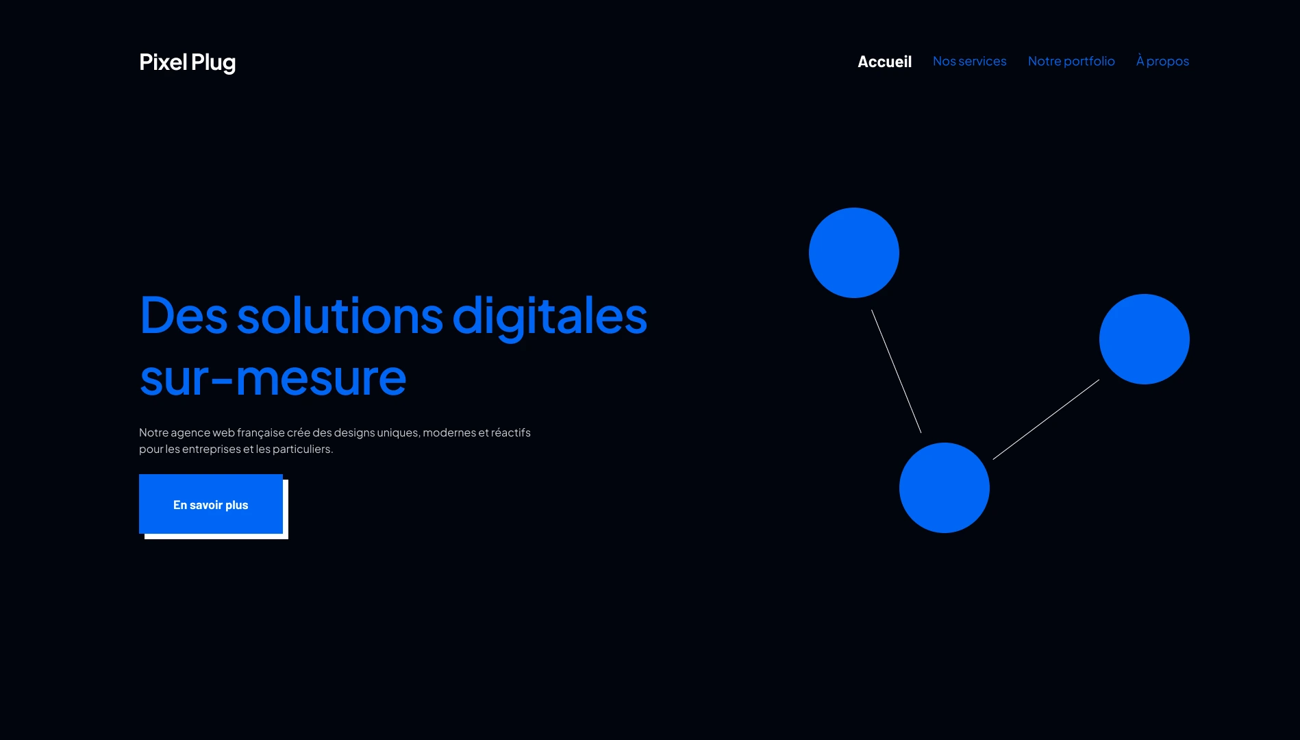 Prototype d’un header web éco-responsable conçu par Pixel Plug, intégrant un design minimaliste et une palette de couleurs sombres optimisées pour réduire l’impact environnemental sur les écrans OLED.