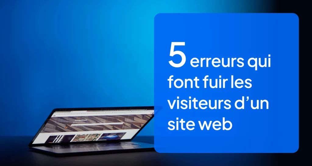 Ordinateur affichant un site web moderne sur fond bleu