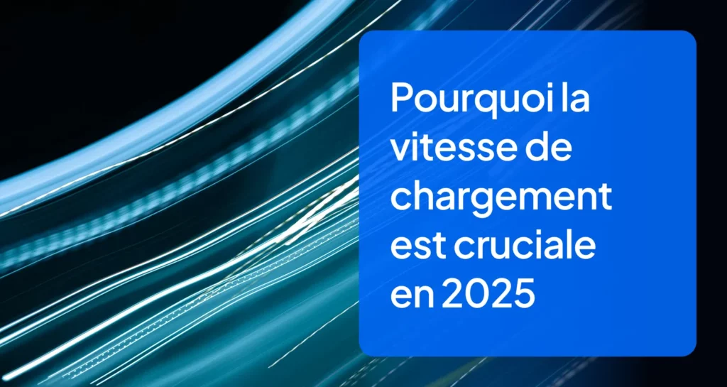 Visuel dynamique illustrant la vitesse de chargement d’un site web avec effet de lumière bleue en mouvement