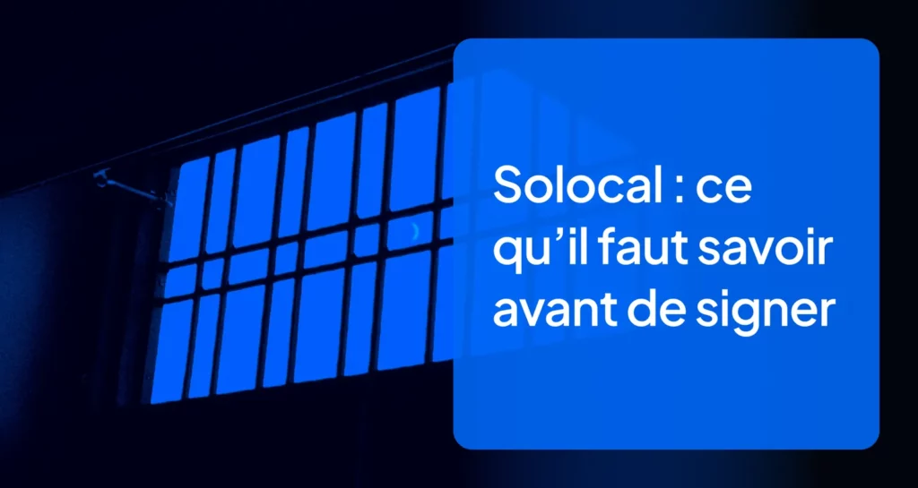 Visuel représentant une grille symbolique avec message d’alerte sur les contrats Solocal