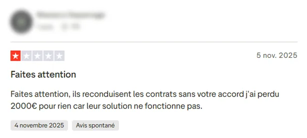 Avis client Solocal dénonçant un renouvellement automatique sans accord et une perte financière